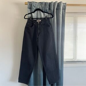 Vintage Jones & Co Black Denim Wide Leg Narrow Hem High Waist Jeans Relaxed Fit